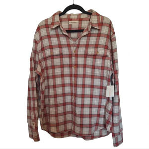 NWT Lucky Brand Red and Cream XL Plaid Shirt